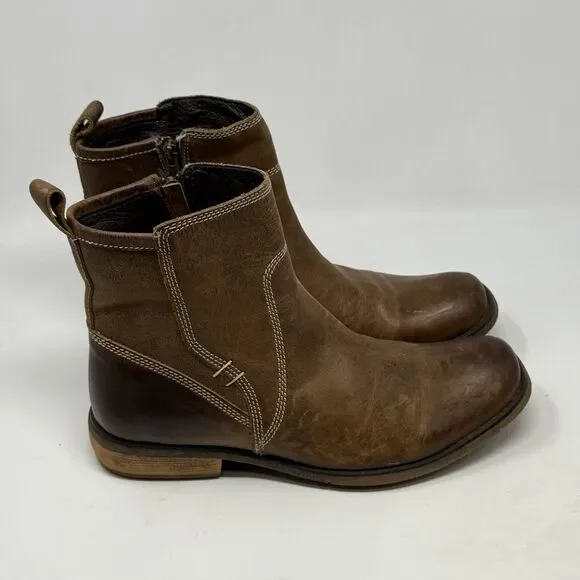 Bed Stu Revolution Boots Mens 10 Brown Distressed Leather Side Zip Ankle Hipster - Picture 2 of 16